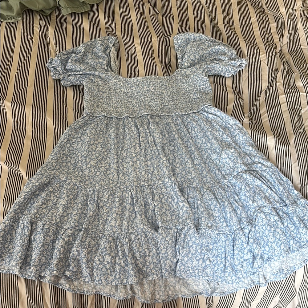 Altar'd State Light Blue Floral Puff Sleeve Dress